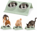 LVER 2 In 1 Elevated Dog Bowl Set - Dogs & Cats – Premium Raised Double Stainless Steel, Non-Slip Modern Stand for Food & Water, Easy Clean, Durable, Stable, Hygienic for Small, Medium & Large Pets